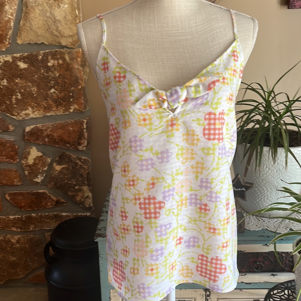 Women’s Floral Spaghetti Strap Tank Top in Pastel Multi